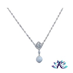 Collier Argent 925 Zirconium Pierre Gemme : Perle Péristérite