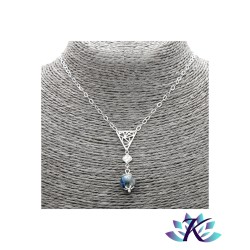 Collier Argent 925 Zirconium Pierre Gemme : Perle Cyanite Bleue