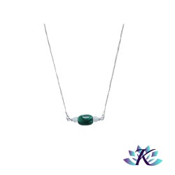 Collier Argent 925 Pierre Gemmes : Malachite Péristérite