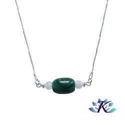 Collier Argent 925 Pierre Gemmes : Malachite Péristérite