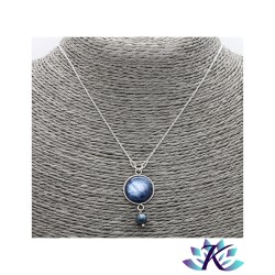 Collier Chaîne Argent 925 Pierre Gemme : Cyanite Bleue