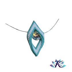 Collier Tour de Cou Goutte Tissée - Turquoise Blanc - Goutte Cristal Autrichien