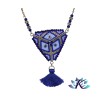 Collier Acier Inoxydable Triangle en Perles Tissées 44mm Tons Bleus Doré