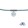 Collier Tube Tissée Pendentif Rosace - Turquoise Rose Noir