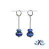 Boucles D'Oreilles Perles Verre Filé Murano - La Mer - Bleu Blanc Beige