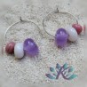 Boucles d' Oreilles Créoles Perles Verre Filé - Violet - Rose