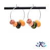 Boucles d' Oreilles Créoles Perles Verre Filé Murano - Vert Orange