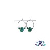 Boucles d' Oreilles Créoles Perles Verre Filé Murano - Vert Effets Multi-couleurs