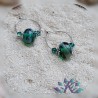 Boucles d' Oreilles Créoles Perles Verre Filé Murano - Vert Effets Multi-couleurs