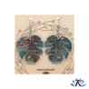 Boucles D'Oreilles Crochets Feuille Monstera en Bois Peint - Multicouleurs