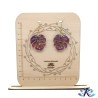 Boucles D'Oreilles Crochets Feuille Monstera en Bois Peint - Violet Rouge