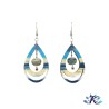 Boucles D'Oreilles Crochets Perles Verre De Murano Filé Goutte Bois Peint - Dégradé Bleu Crème