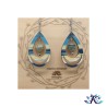 Boucles D'Oreilles Crochets Perles Verre De Murano Filé Goutte Bois Peint - Dégradé Bleu Crème