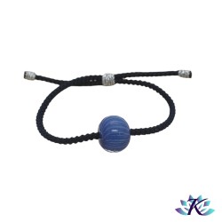 Bracelet Ajustable Perle Verre Filé Murano Bleu