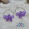 Boucles d' Oreilles Créoles Perles Verre Filé - Violet