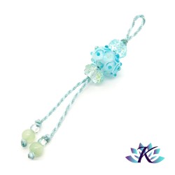 Bijou Accessoire Multifonction Perles Verre Filé Murano - Pierres Gemmes Aventurine - Vert Bleu