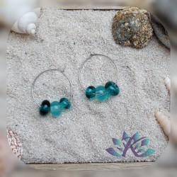 Boucles d' Oreilles Créoles Perles Verre Filé - Turquoise