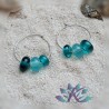 Boucles d' Oreilles Créoles Perles Verre Filé - Turquoise