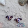 Boucles d' Oreilles Créoles Perles Verre Filé Murano - Un Point C'est Tout  - Violet - Beige rosé