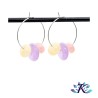 Boucles d' Oreilles Créoles Perles Verre Filé - Violet - Jaune - Rose