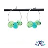 Boucles d' Oreilles Créoles Perles Verre Filé - Confettis - Bleu Vert