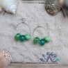 Boucles d' Oreilles Créoles Perles Verre Filé - Confettis - Bleu Vert