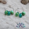 Boucles d' Oreilles Créoles Perles Verre Filé - Confettis - Bleu Vert