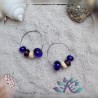 Boucles d' Oreilles Créoles Perles Verre Filé Murano - Bleu - Violet - Beige