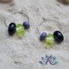 Boucles d' Oreilles Créoles Perles Verre Filé - Gris Bleu - Absinthe - Violet