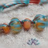 Bracelet Macramé Perles Verre Filé Murano Tons Turquoise Orange