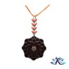 Collier Pendentif Fleur Marron en Verre 28mm Cabochon Millefiori