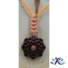 Collier Pendentif Fleur Marron en Verre 28mm Cabochon Millefiori