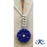 Collier Pendentif Fleur Bleue en Verre 24mm Cabochon Millefiori