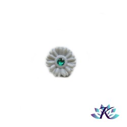 Bague Fleur Blanche en Verre 25mm Cabochon Dichroique