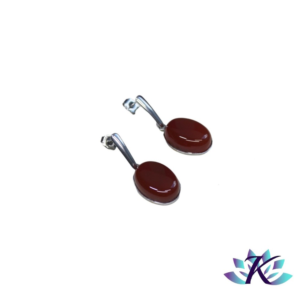 Boucles d'oreilles Clous Acier Inox Pierres Gemmes : Cornaline