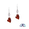 Boucles d'Oreilles Argent 925 Coeur Cristal Autrichien 17mm - Red Magma