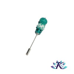 Fibule Broche Perles Verre Filé Murano - Blanc Bleu Vert