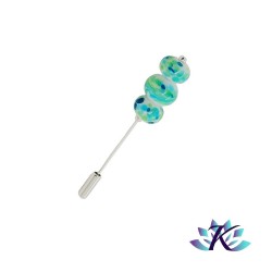 Fibule Broche Perles Verre Filé Murano - Blanc Bleu Vert