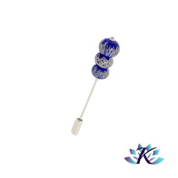 Fibule Broche Perles Verre Filé Murano - Bleu Beige