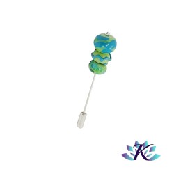 Fibule Broche Perles Verre Filé Murano - Bleu Vert