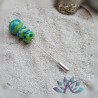 Fibule Broche Perles Verre Filé Murano - Bleu Vert