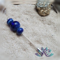 Fibule Broche Perles Verre Filé Murano - La Mer - Bleu