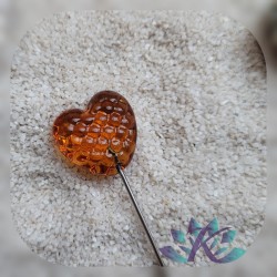 Fibule Broche Coeur Verre Filé Murano