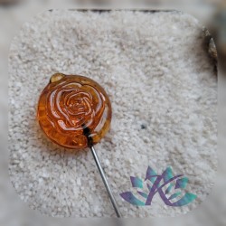 Fibule Broche Rose Verre Filé Murano