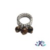 Bague Ajustable Acier Perles Pierres Gemmes : Oeil de Tigre