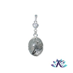 Pendentif Argent 925 Perles Pierres Gemmes : Black Rutile Zirconium