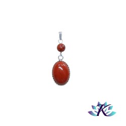 Pendentif Argent 925 Perles Pierres Gemmes : Jaspe Rouge