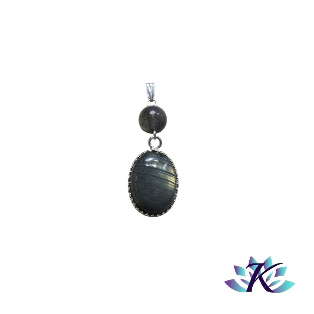 Pendentif Argent 925 Perles Pierres Gemmes : Labradorite