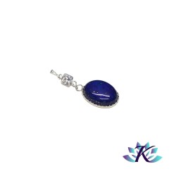 Pendentif Argent 925 Perles Pierres Gemmes : Lapis Lazuli Zirconium