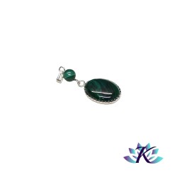 Pendentif Argent 925 Perles Pierres Gemmes : Malachite